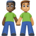 👨🏿‍🤝‍👨🏽 men holding hands: dark skin tone, medium skin tone display on Facebook